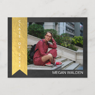 Chalk & Faux Gold Foil Graduat Dank u briefkaart