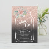 Chalk floral metselaar pot glitter vrijgezellenfee kaart (Staand voorkant)