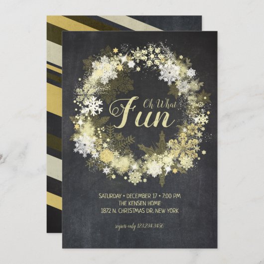 Chalk Full Merry Glam kerstfeest uitnodiging (Voorkant / Achterkant)