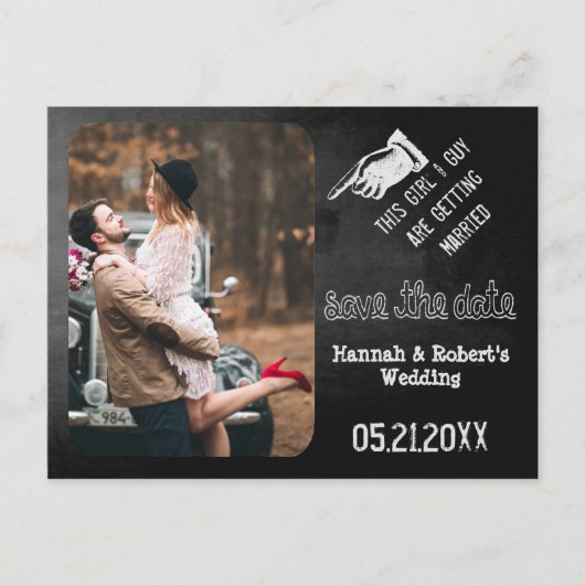 Chalk  Fun Wedding Save the Date Aankondigingskaart (Voorkant)