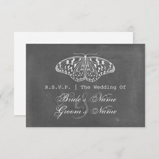 Chalk Geïnspireerd Butterfly Wedding RSVP (Voorkant / Achterkant)