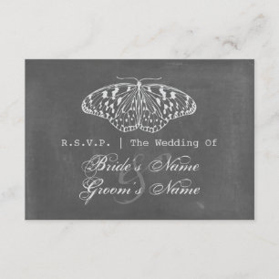 Chalk Geïnspireerd Butterfly Wedding RSVP Kaartje