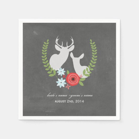 Chalk Geïnspireerd Deer Wedding Napkins Servet (Voorkant)
