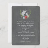 Chalk Geïnspireerd Floral Deer Wedding Invite Kaart (Voorkant)