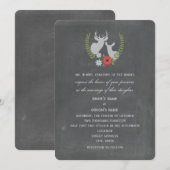 Chalk Geïnspireerd Floral Deer Wedding Invite Kaart (Voorkant / Achterkant)