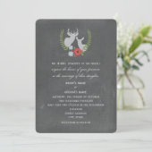 Chalk Geïnspireerd Floral Deer Wedding Invite Kaart (Staand voorkant)