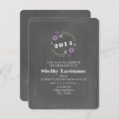 Chalk Geïnspireerd Paars Floral Wreath Afstuderen Kaart (Voorkant / Achterkant)