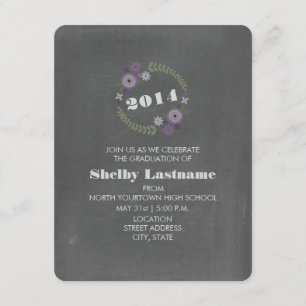 Chalk Geïnspireerd Paars Floral Wreath Afstuderen Kaart