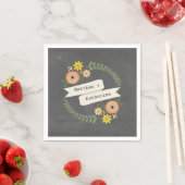 Chalk Geïnspireerd Wreath Wedding Napkins Servet (Insitu)