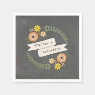 Chalk Geïnspireerd Wreath Wedding Napkins Servet