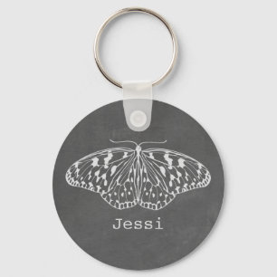 Chalk Geïnspireerde Butterfly Persoonlijke Sleute Sleutelhanger