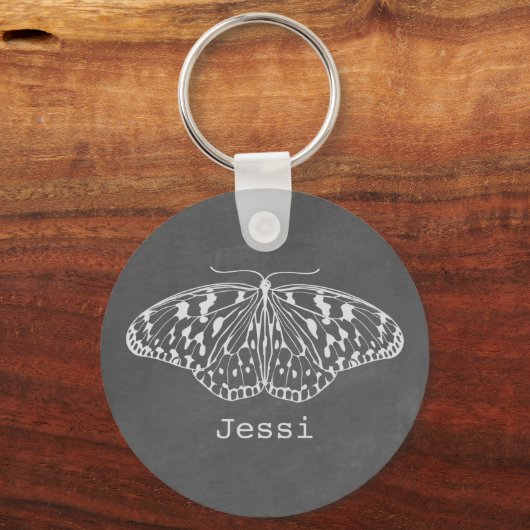 Chalk Geïnspireerde Butterfly Persoonlijke Sleutel Sleutelhanger (Voorkant)