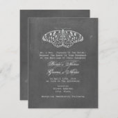 Chalk Geïnspireerde Butterfly Wedding Invite Kaart (Voorkant / Achterkant)