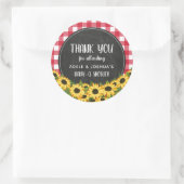 Chalk Gingham Zonnebloemen Baby-Q Douche Dank u Ronde Sticker (Tas)