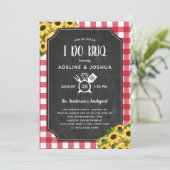 Chalk Gingham Zonnebloemen I Do BBQ Paar Douche Kaart (Staand voorkant)