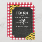 Chalk Gingham Zonnebloemen I Do BBQ Paar Douche Kaart (Voorkant / Achterkant)