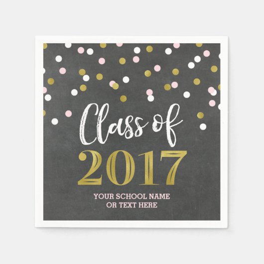 Chalk Gold Pink Confetti Klasse van 2017 Afstudere Servet (Voorkant)