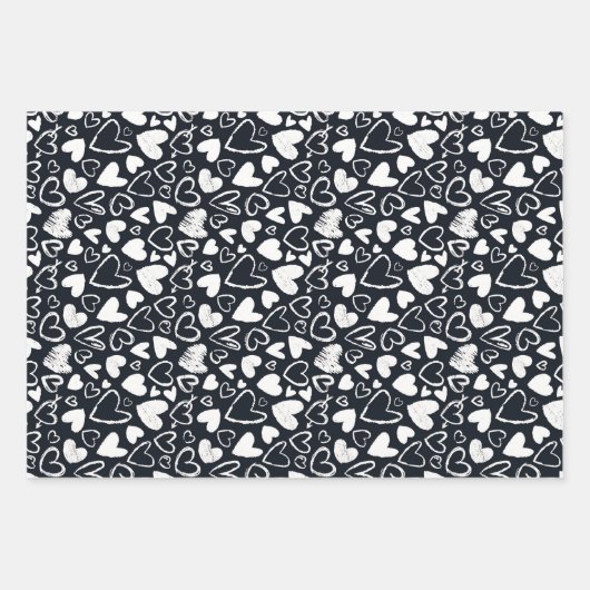 Chalk Heart Doodle Cute Valentijnsdag Pattern Inpakpapier Vel (Voorkant 3)