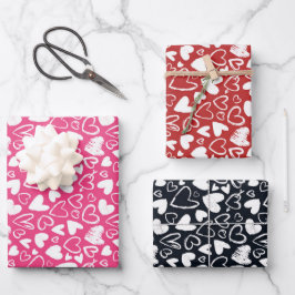 Chalk Heart Doodle Cute Valentijnsdag Pattern Inpakpapier Vel