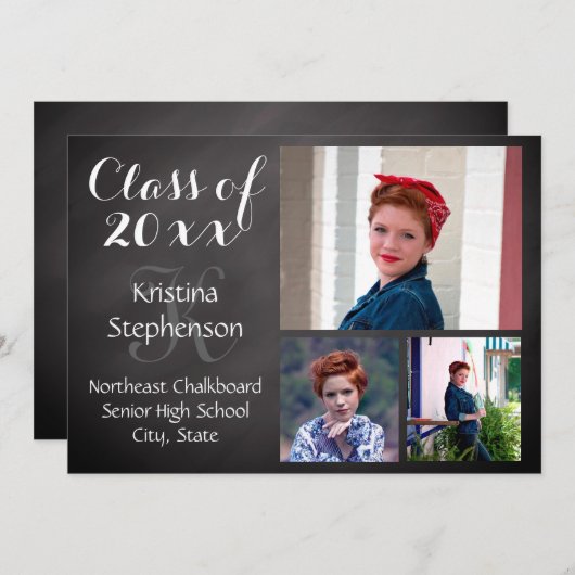 Chalk High School Photo Afstuderen Aankondiging (Voorkant / Achterkant)