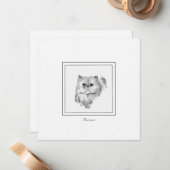 Chalk & houtskool Perzische kattekening Notitiekaartje (Voorkant / Achterkant in situ)