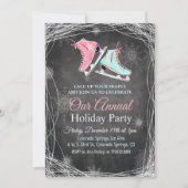 Chalk Ice Skating Holiday Party Uitnodiging (Voorkant)