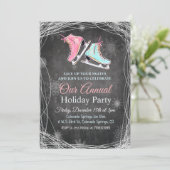 Chalk Ice Skating Holiday Party Uitnodiging (Staand voorkant)