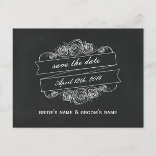 Chalk Inspired Roos Banner Save the Date Aankondigingskaart