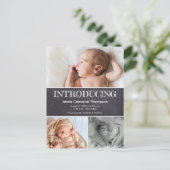Chalk Introducing Baby Foto's Geboorteaankondiging Aankondigingskaart (Staand voorkant)