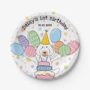 Chalk Labradoodle Dog Verjaardagsfeestje Papieren  Bordje