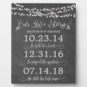 Chalk licht ons liefdesverhaal over het huwelijk fotoplaat (Voorkant)