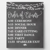 Chalk Lights Order of Events Wedding Sign Fotoplaat (Voorkant)
