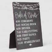 Chalk Lights Order of Events Wedding Sign Fotoplaat (Zijkant)