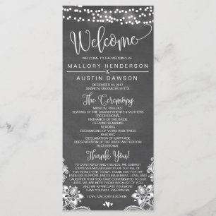 Chalk Lights Wedding Ceremony Program Programmakaart