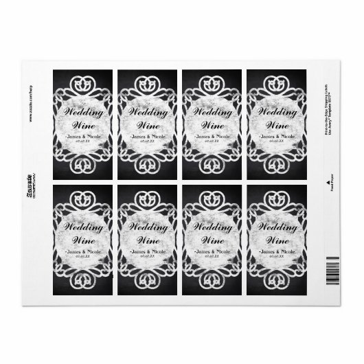 Chalk Lijst Elegant Weddenschap Wine Label (Full Sheet)