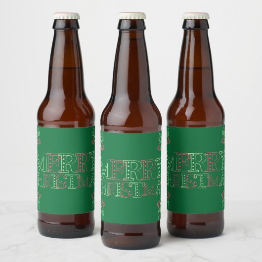 Chalk Mistletoe Pattern Bier Etiket (Flessen)