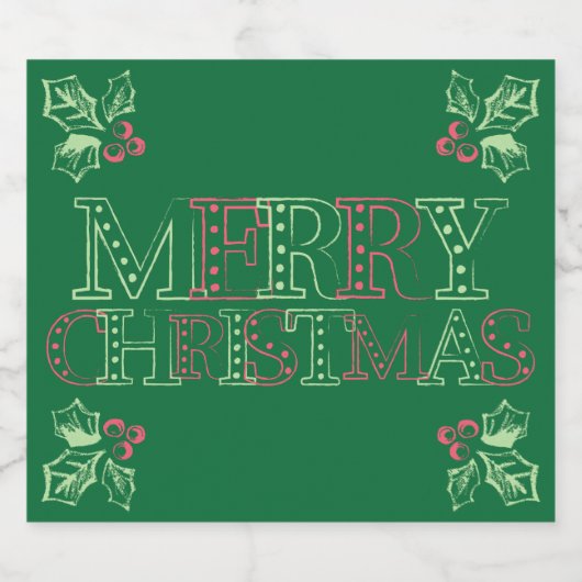 Chalk Mistletoe Pattern Bier Etiket (Enkel label)