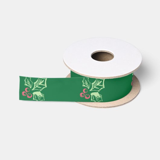 Chalk Mistletoe Pattern Satijnen Lint (Spoel)