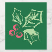 Chalk Mistletoe Pattern Wijn Etiket (Enkel label)