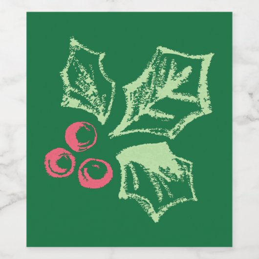 Chalk Mistletoe Pattern Wijn Etiket (Enkel label)