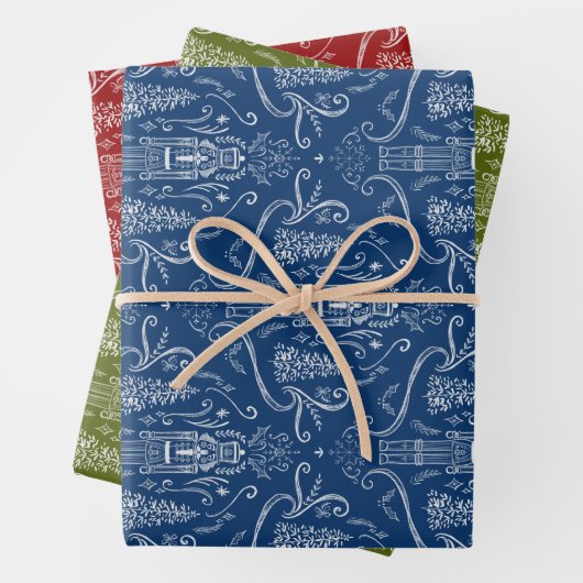 Chalk nutcracker doodle Christmas  Inpakpapier Vel (In situ)