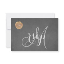  Chalk Old Wax Seal Monogram Huwelijk RSVP