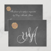  Chalk Old Wax Seal Monogram Huwelijk RSVP Kaartje (Voorkant / Achterkant)