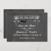 Chalk Palm Trees & Plane Destination Save the Date (Voorkant / Achterkant)