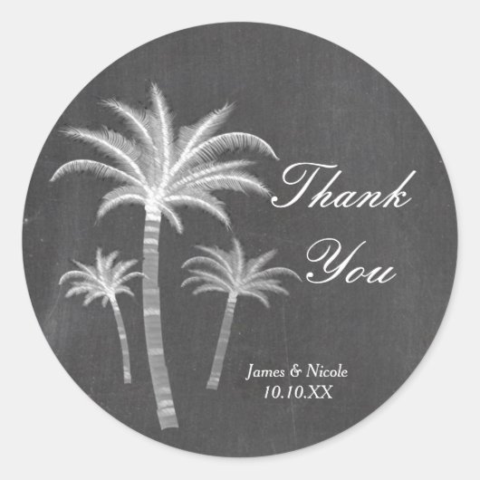 Chalk Palmboom Bestemming Reis Favor Sticker (Voorkant)