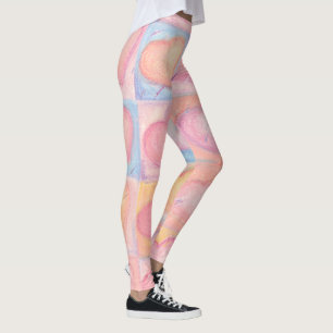Chalk Pastel Artwork Harten Roze Baby Blue Groovy Leggings