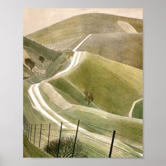 Chalk Paths van Eric Ravilious Poster (Voorkant)