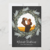 Chalk Pine Wreate Kerstfeestdag Fotokaart Feestdagenkaart (Voorkant)