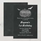 Chalk Pumpkin Chalkboard Halloween Uitnodigingen (Voorkant / Achterkant)