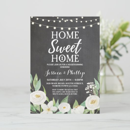 Chalk Rustic New Home Invite Kaart (Staand voorkant)